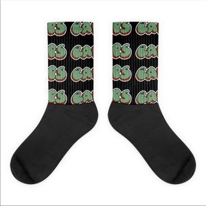 Alll caps socks “green go orange fills”